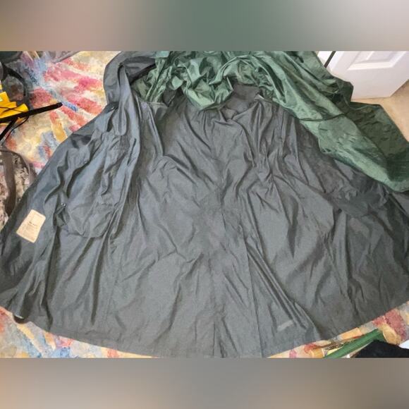 VTG MENS ARMY GREEN COTTON NYLON RAIN TRENCH COAT SZ M - Picture 9 of 16